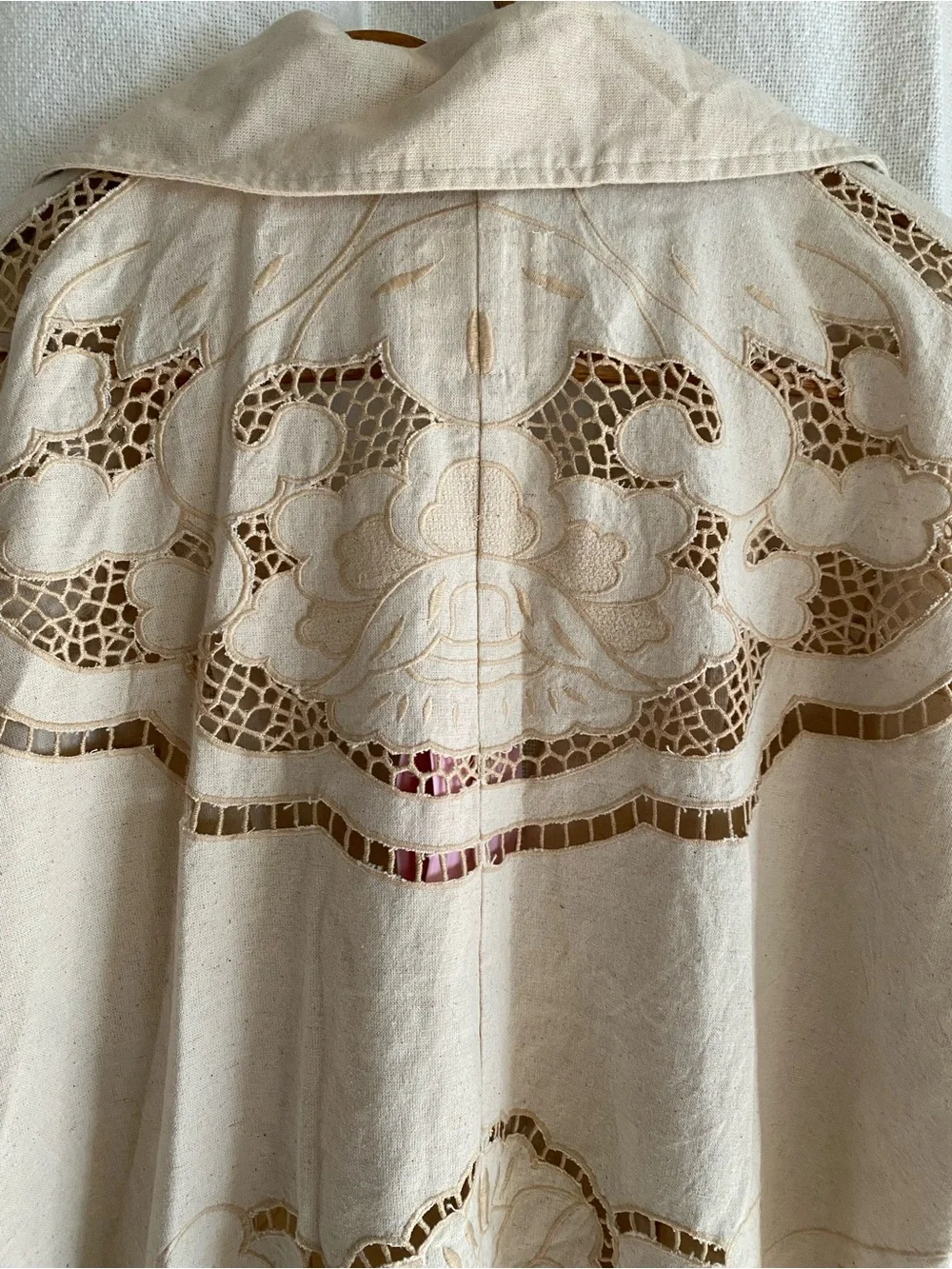 Anthropologie Avec Les Filles Cutwork Linen  Trench Coat/Duster Size Large NWT - Picture 11 of 12